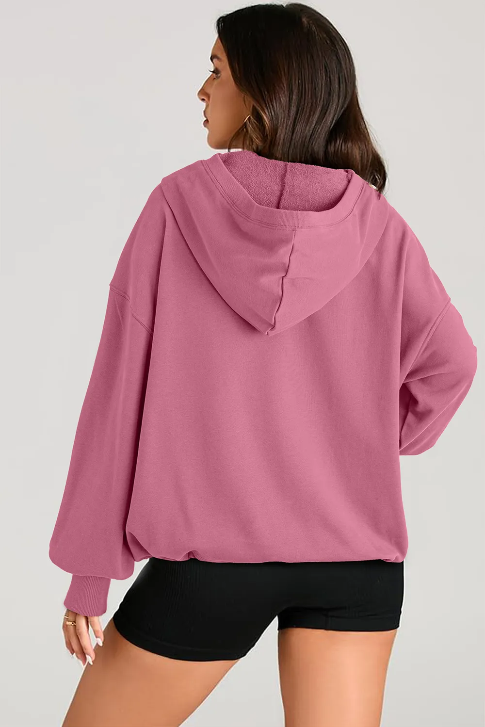 Pocketed Half Zip Long Sleeve Hoodie, image 23