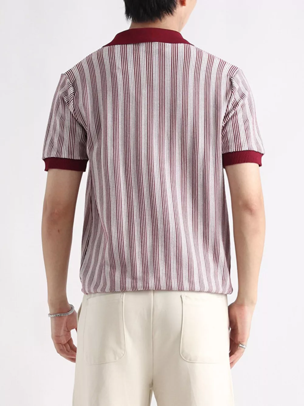 Men's Plus Size Striped Short Sleeve Polo, image 3