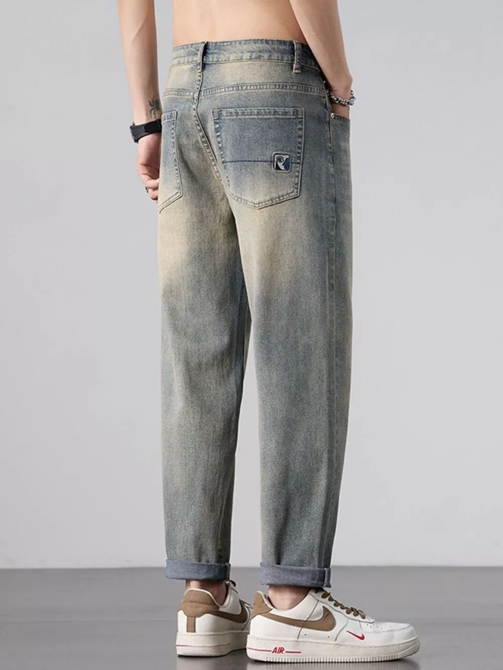Men's Wash Straight Leg Jeans, image 8