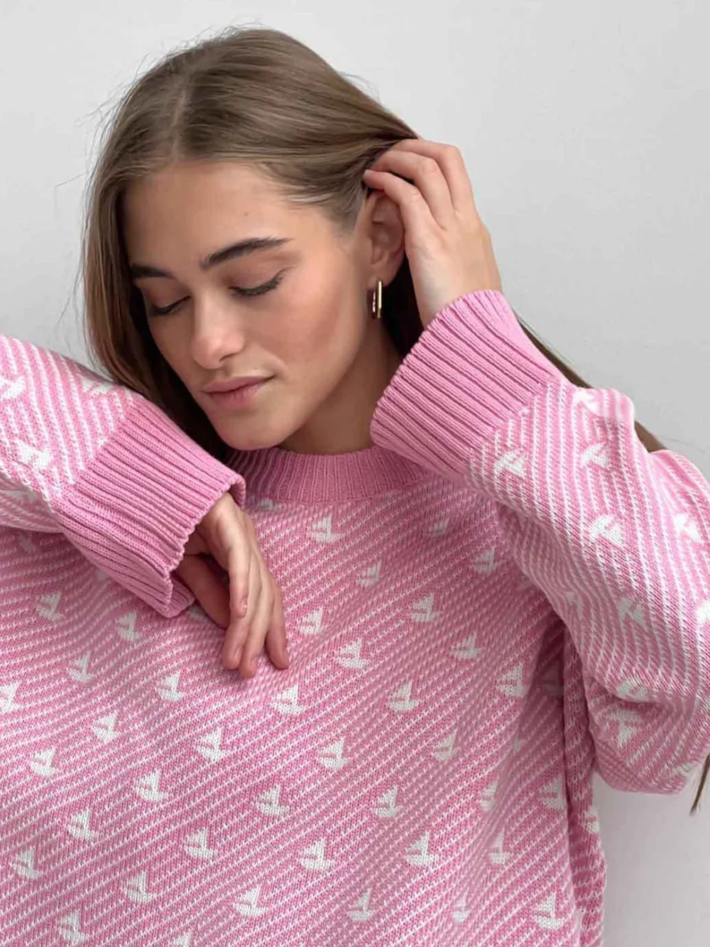 Contrast Round Neck Long Sleeve Sweater, image 4