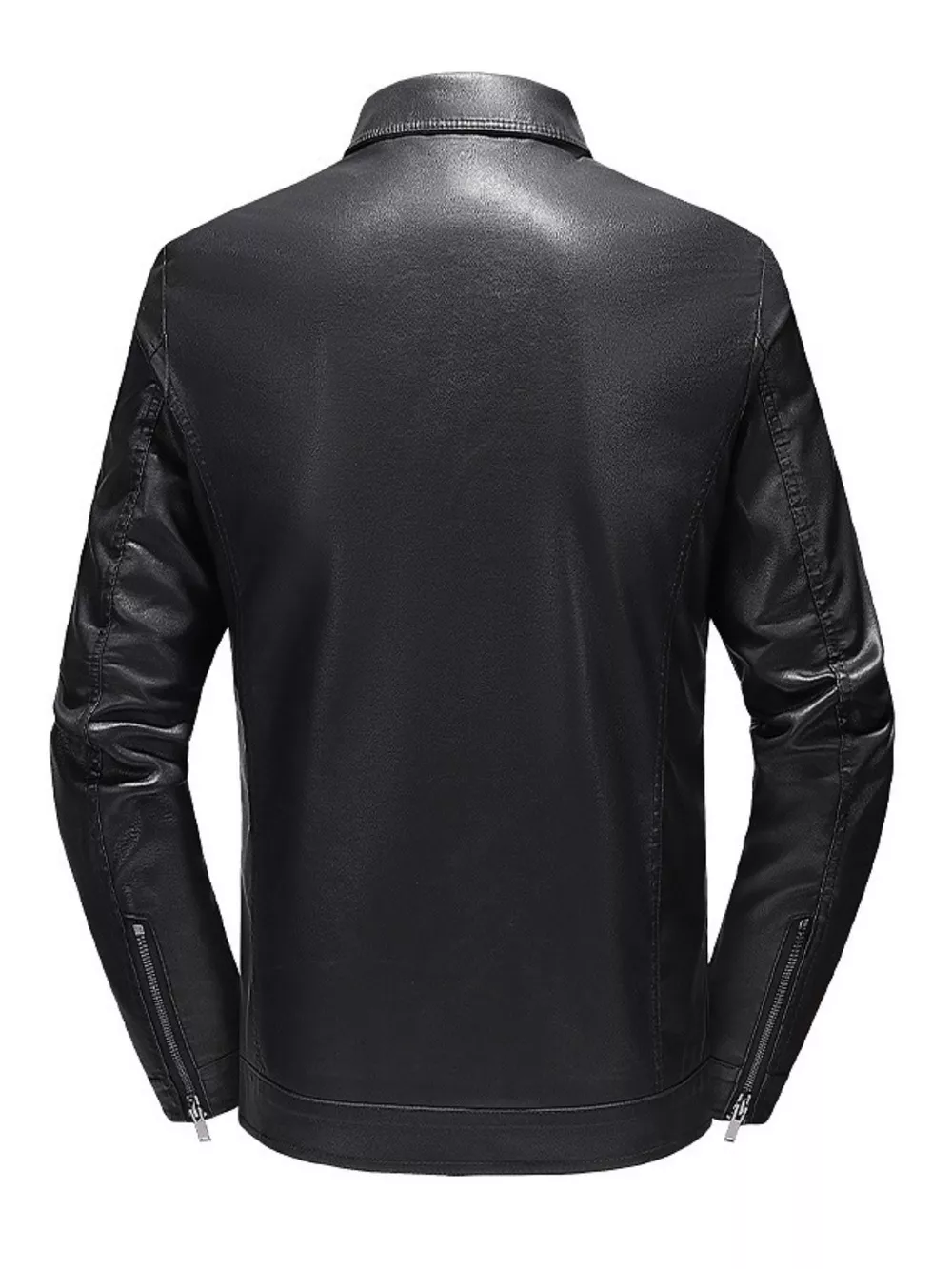 Men's Plus Size Zip Up Leather Jacket, image 3