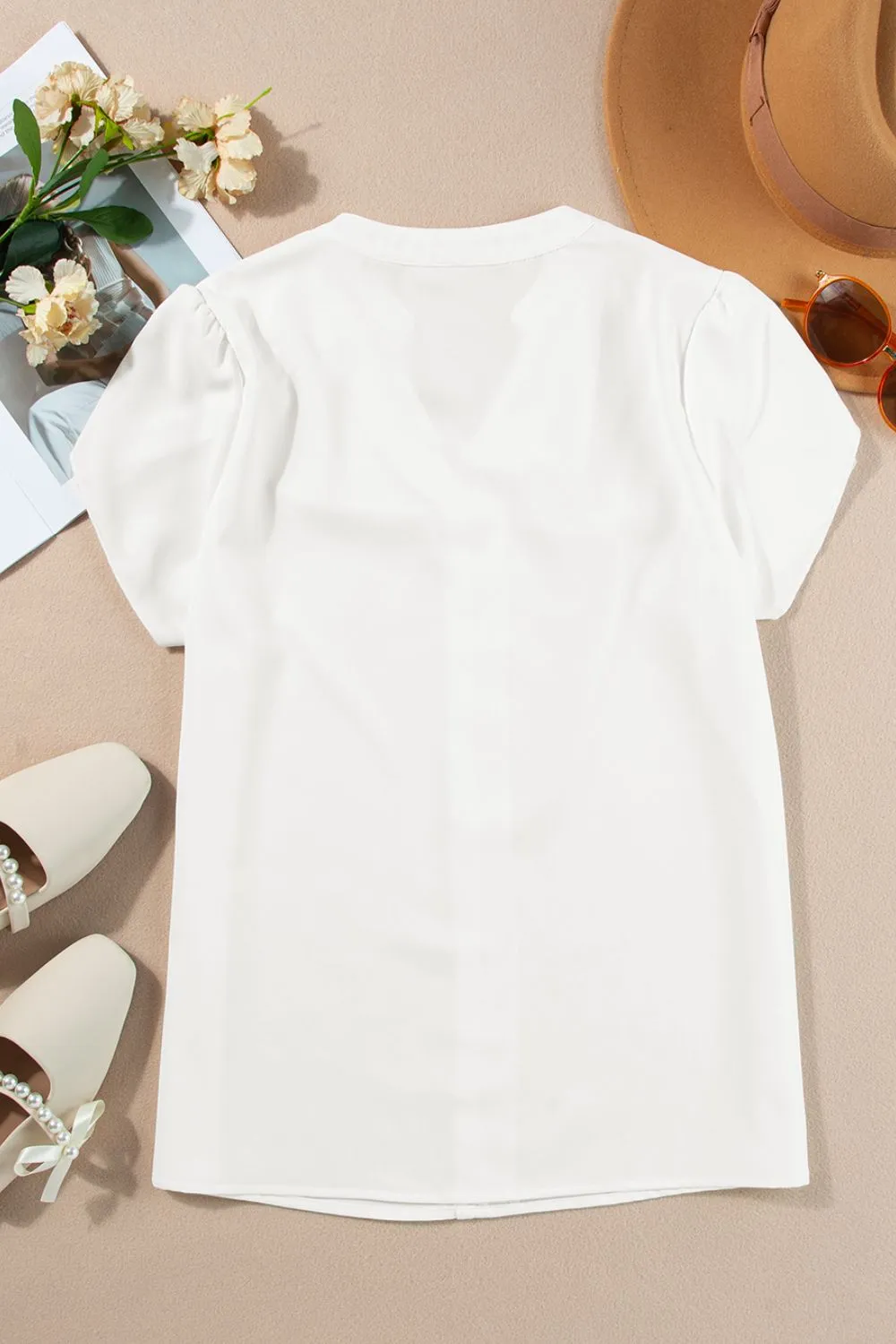 Short Sleeve Notched Blouse, image 17