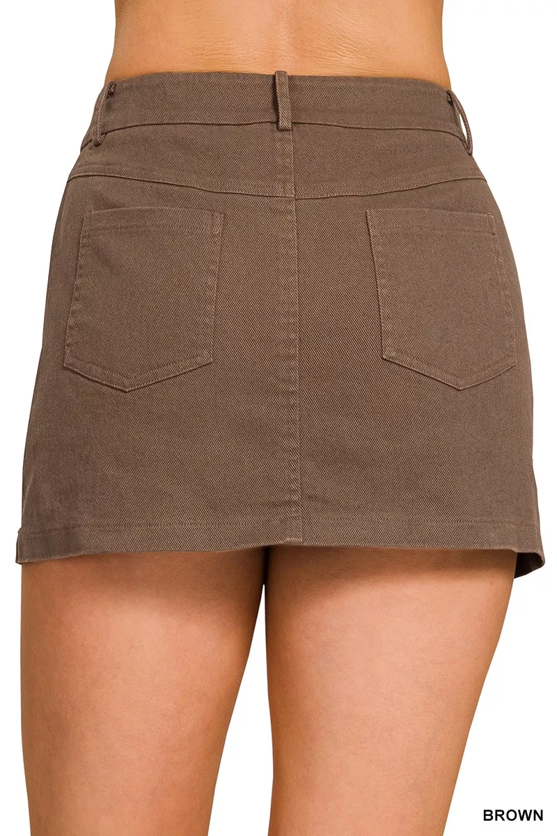 Cotton Twill Lined Mini Skirts, image 2
