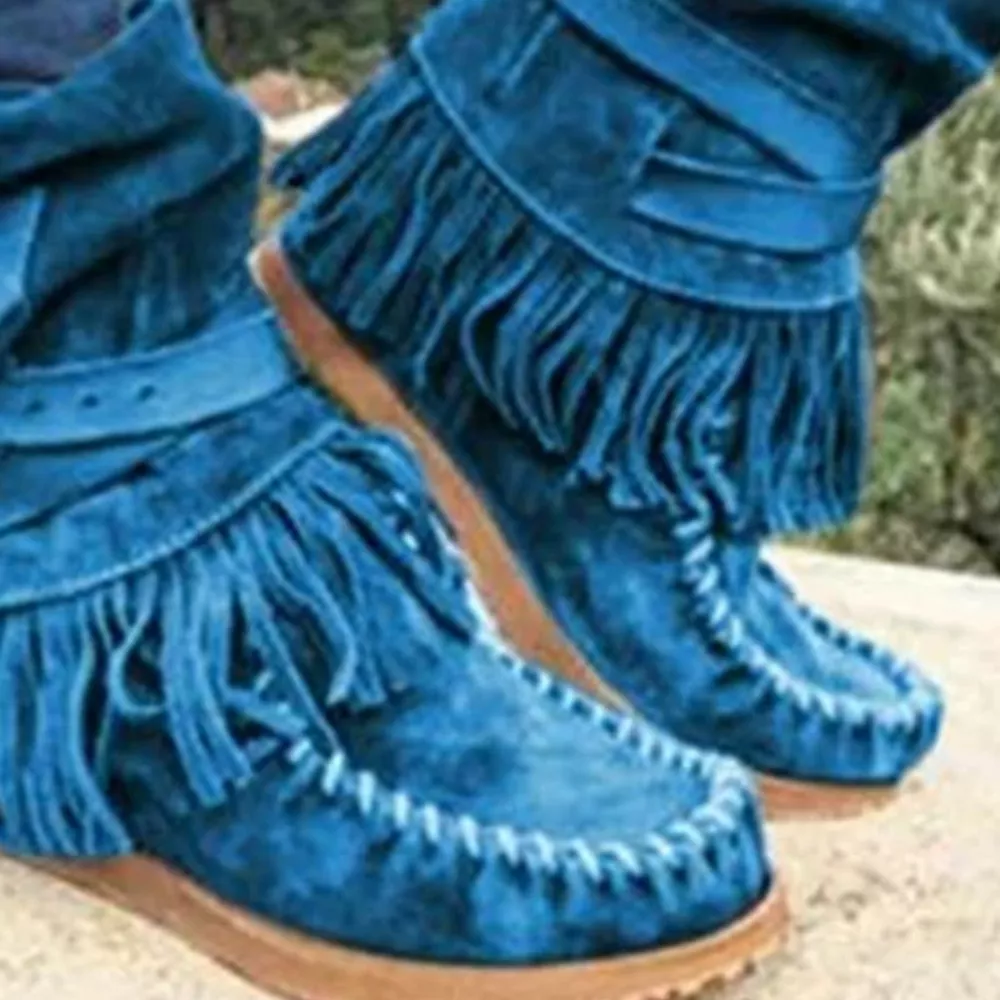 Round Toe Fringe Boots, image 6