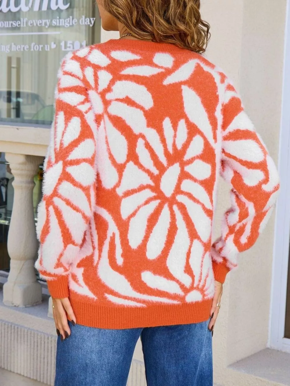 Fuzzy Knit Round Neck Sweater, image 12