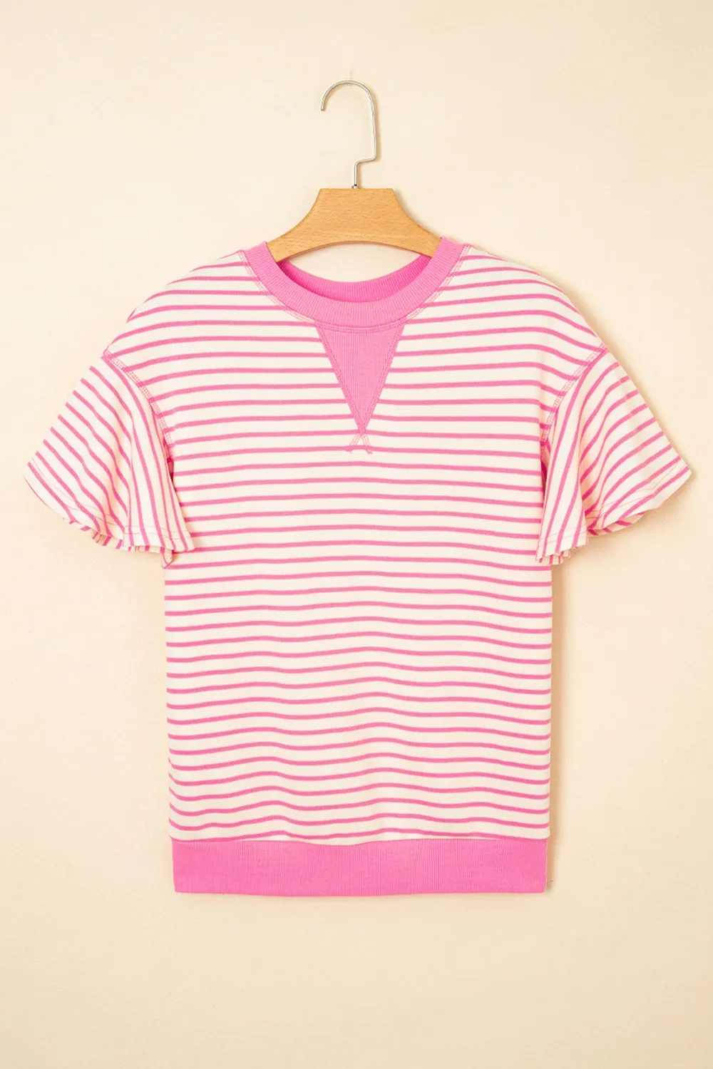 Striped Flounce Sleeve Casual Blouse, image 9