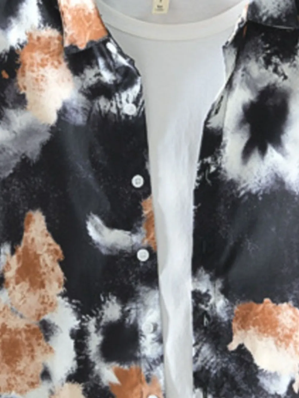 Men's Plus Size Printed Button Up Long Sleeve Shirt, image 2