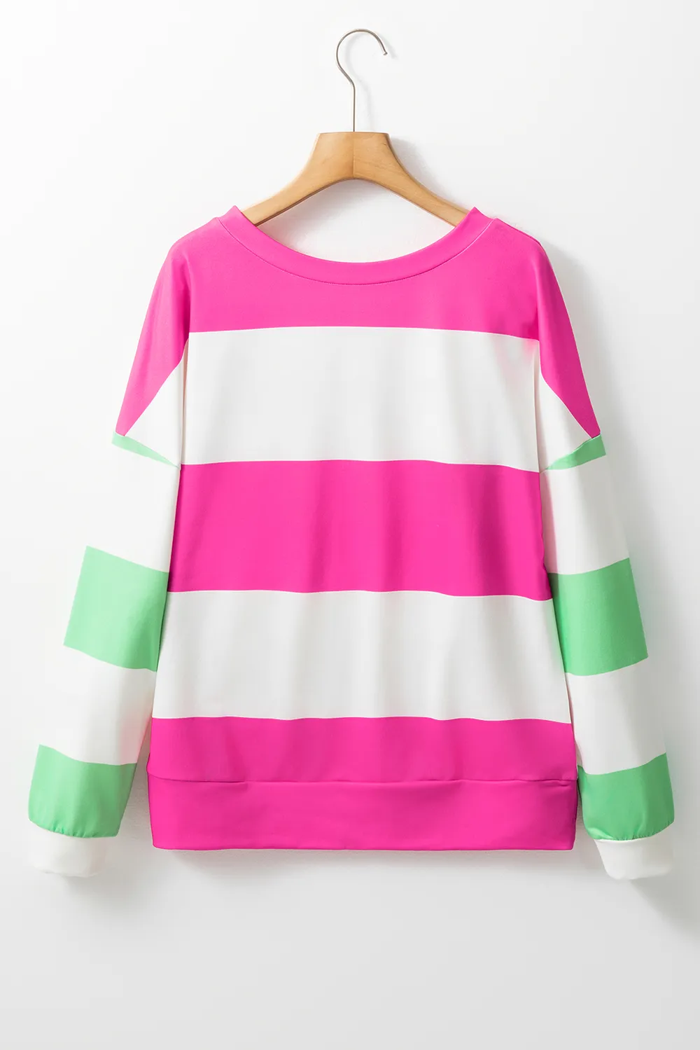 Contrast Color Block Round Neck Long Sleeve Top, image 8