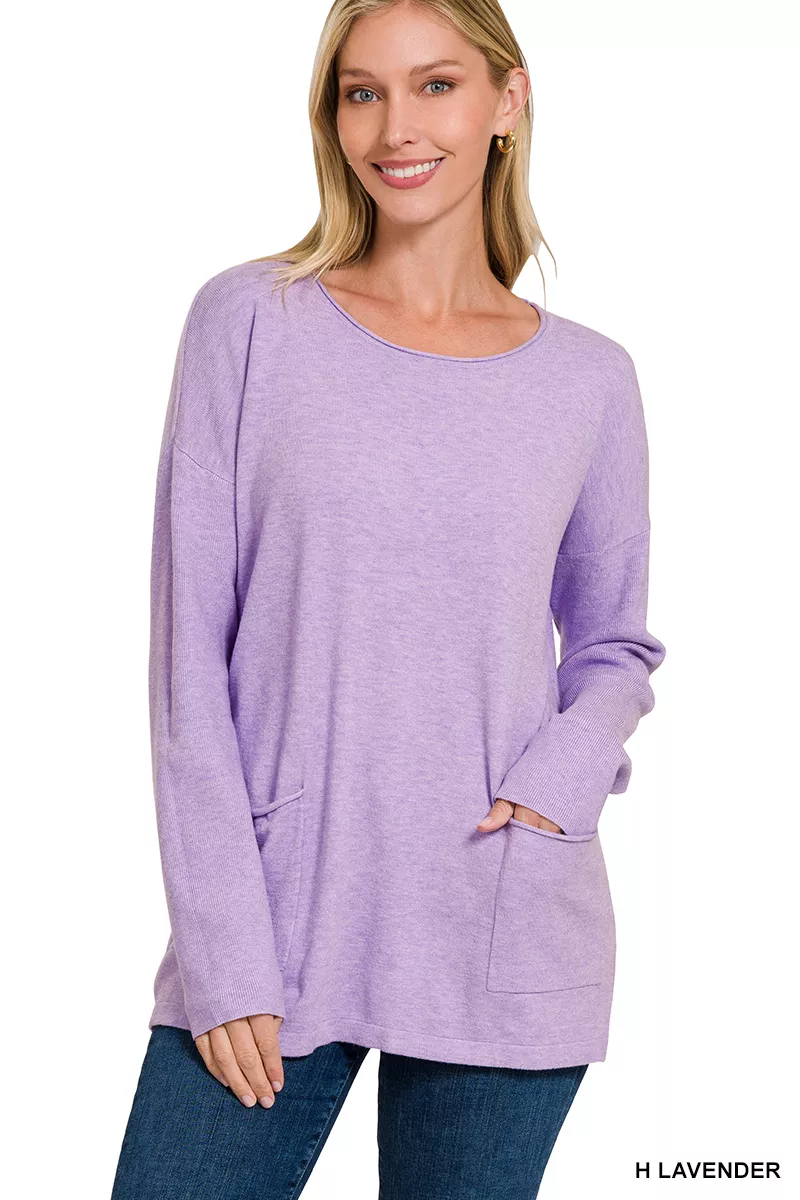 Viscose Long Sleeve Front Pockets Sweater, image 2