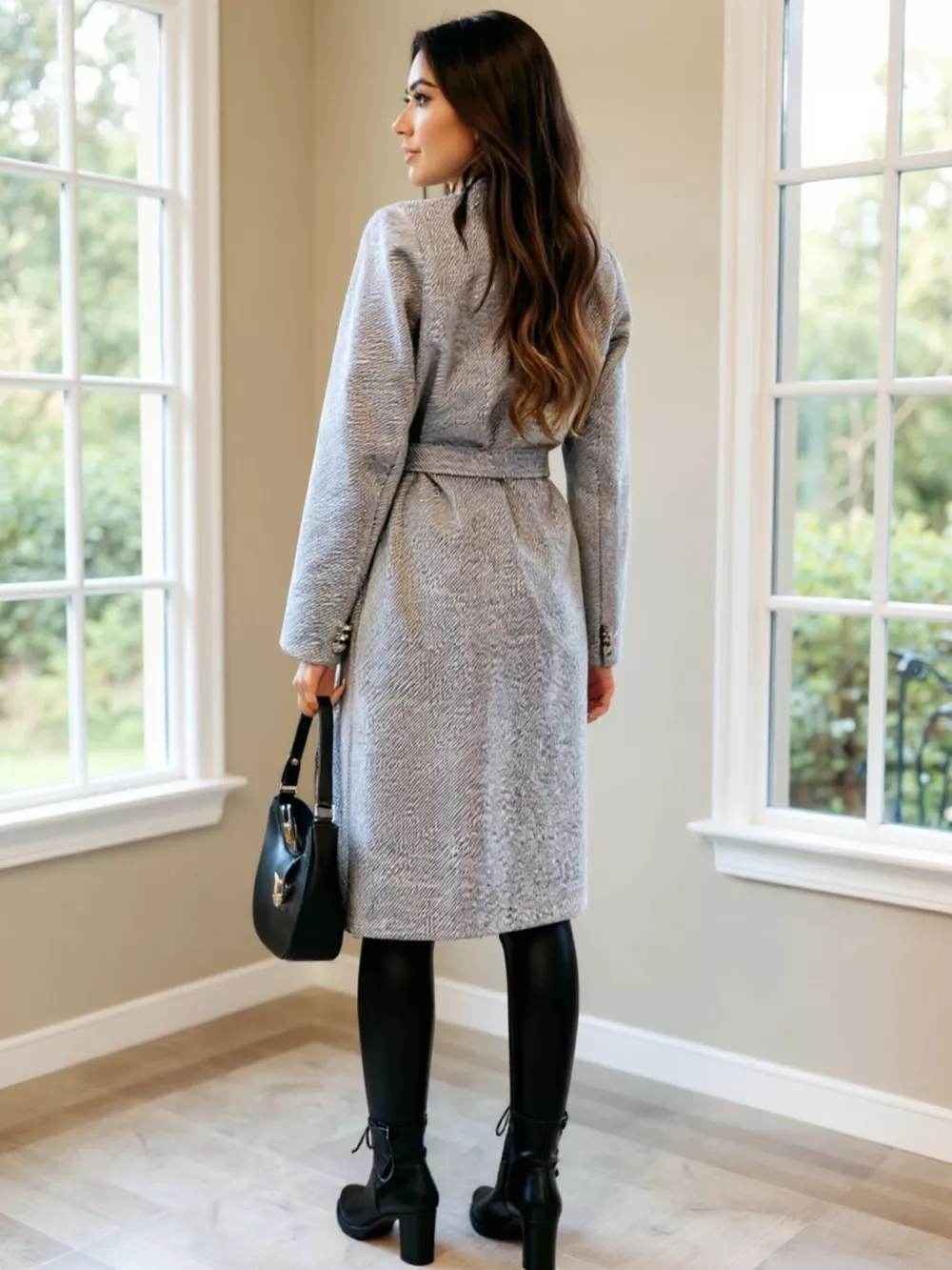 Double-Breasted Tie Waist Overcoat, image 11