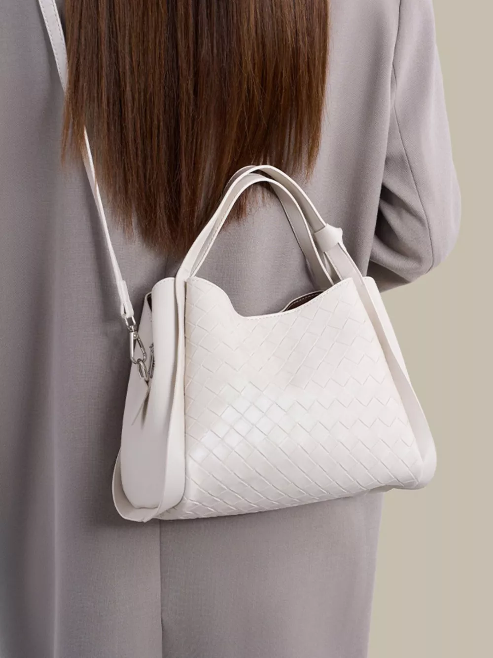 Textured Crossbody Bag with Versatile Top Handle, image 2
