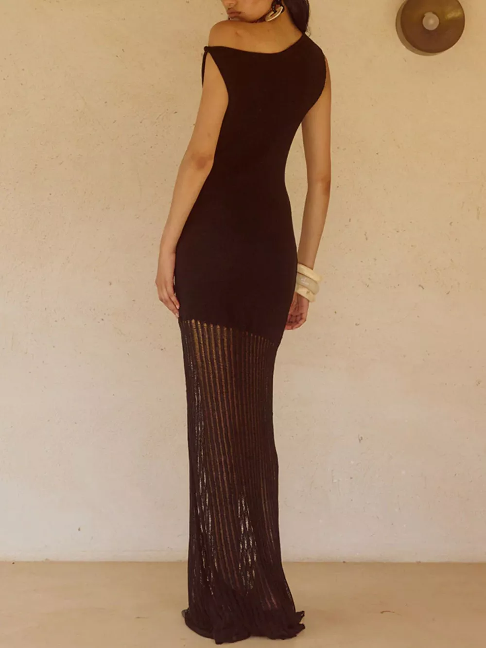 One-Shoulder Fringe Maxi Dress, image 4