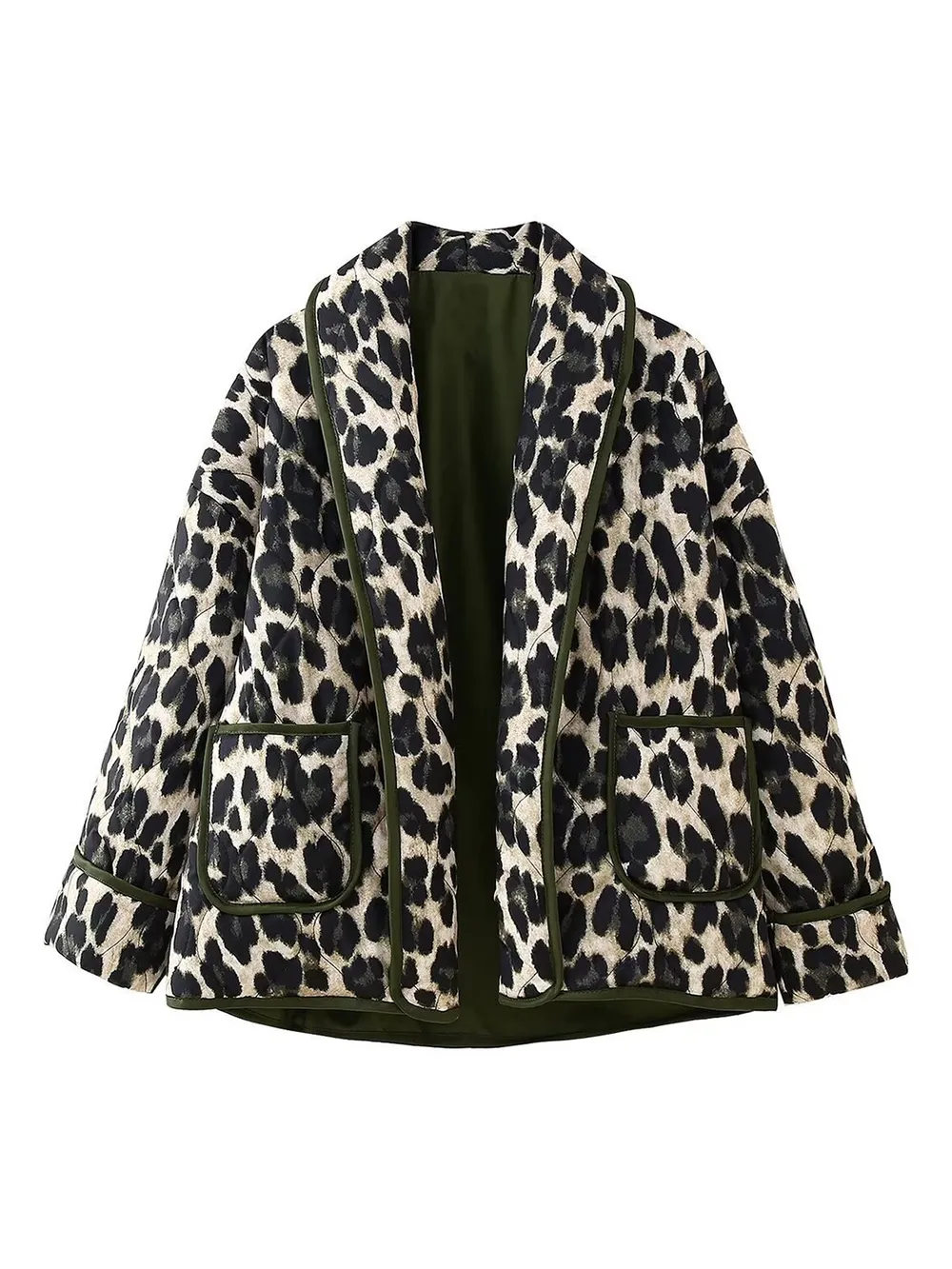 Leopard Open Front Long Sleeve Outerwear, image 7