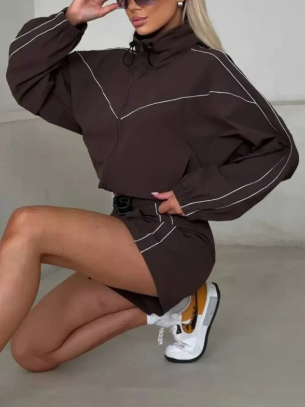 Drawstring Zip-Up Jacket and Shorts Set, image 6