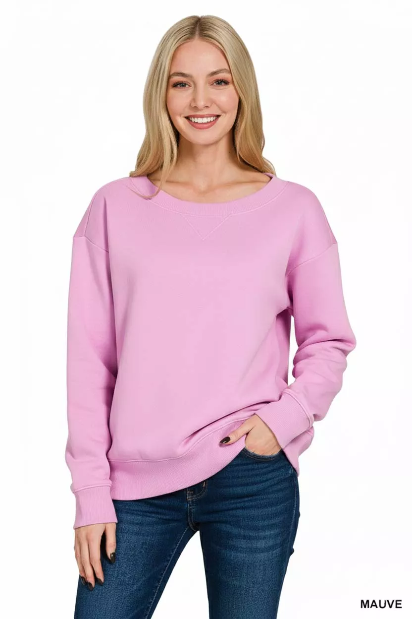 Fleece Boat Neck Sweatshirt, image 2