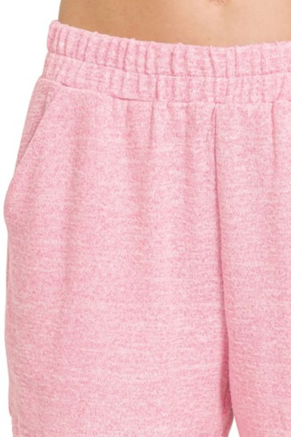 Soft Melange Hacci Elastic Waist Band Shorts, image 2