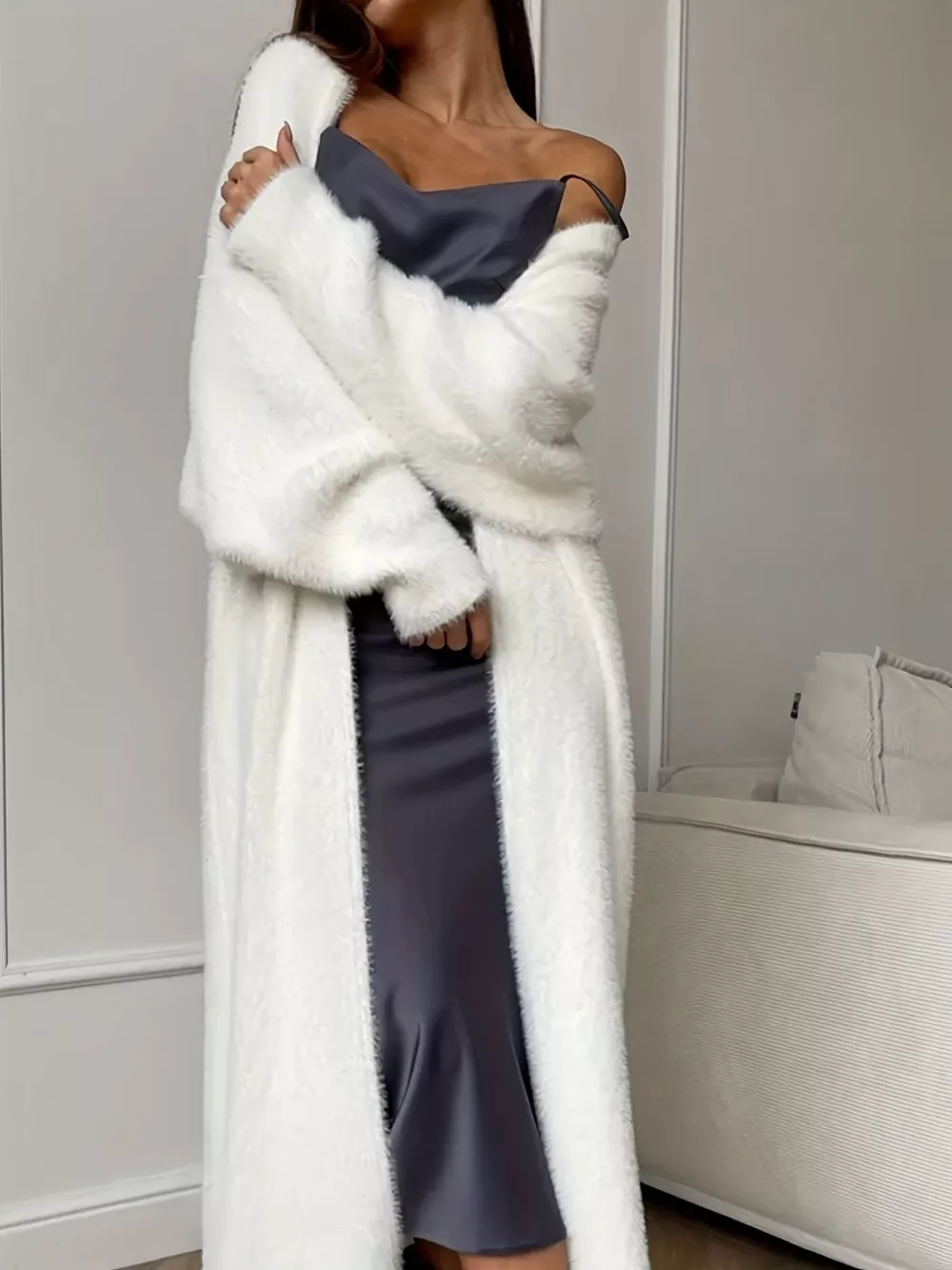 Fuzzy Open Front Longline Cardigan, image 14