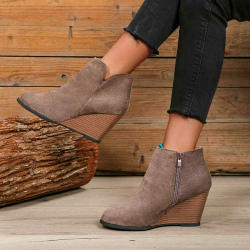 Round Toe Wedge Ankle Boots, image 9