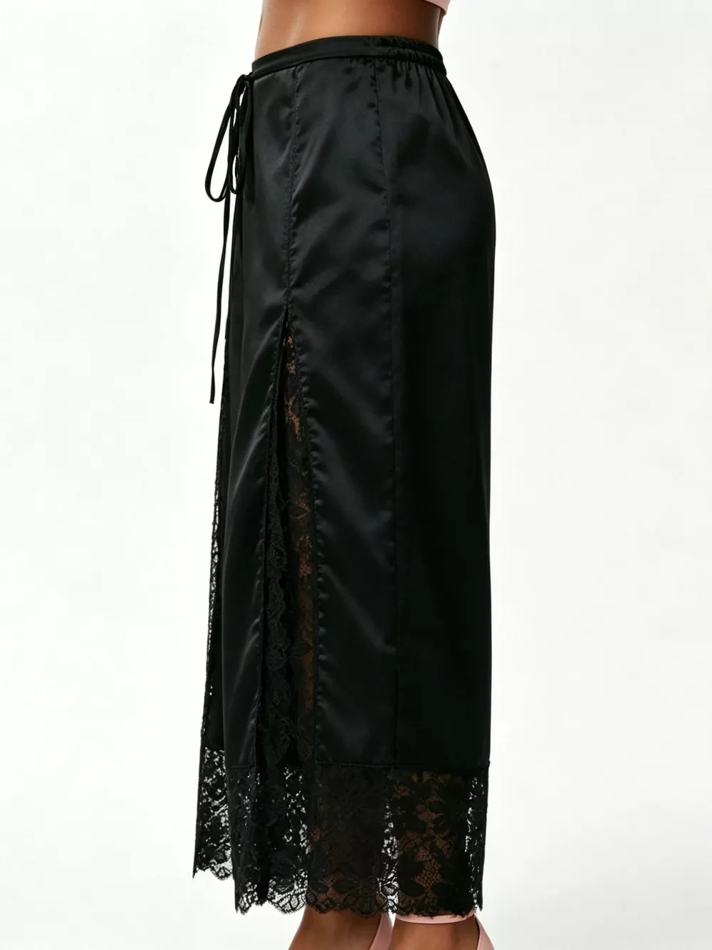 Lace Trim Wide-Leg Cropped Pants, image 16