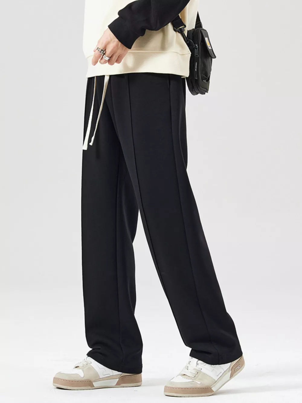 Men's Plus Size Drawstring Wide Leg Pants, image 4