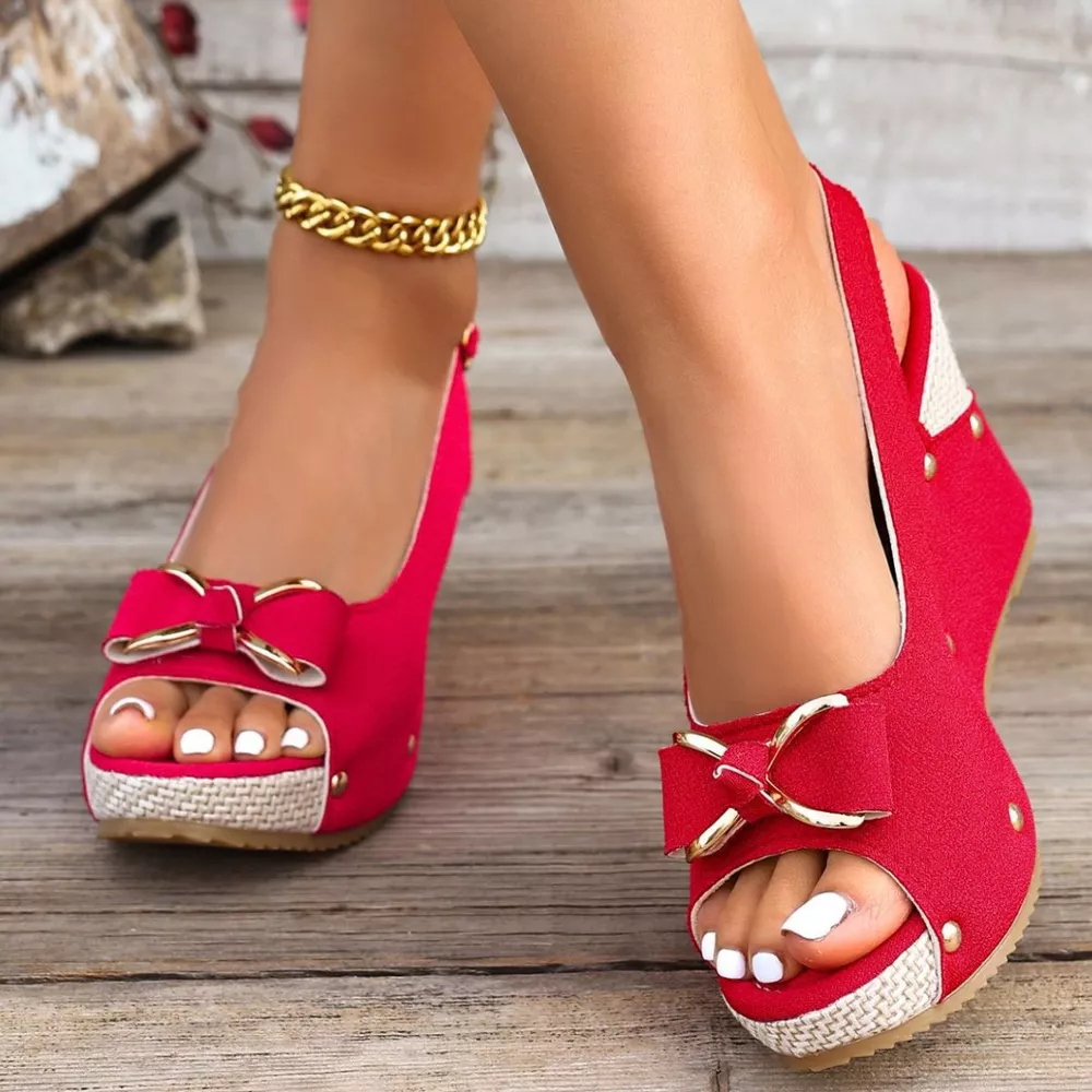 Peep Toe Wedge Sandals, image 5