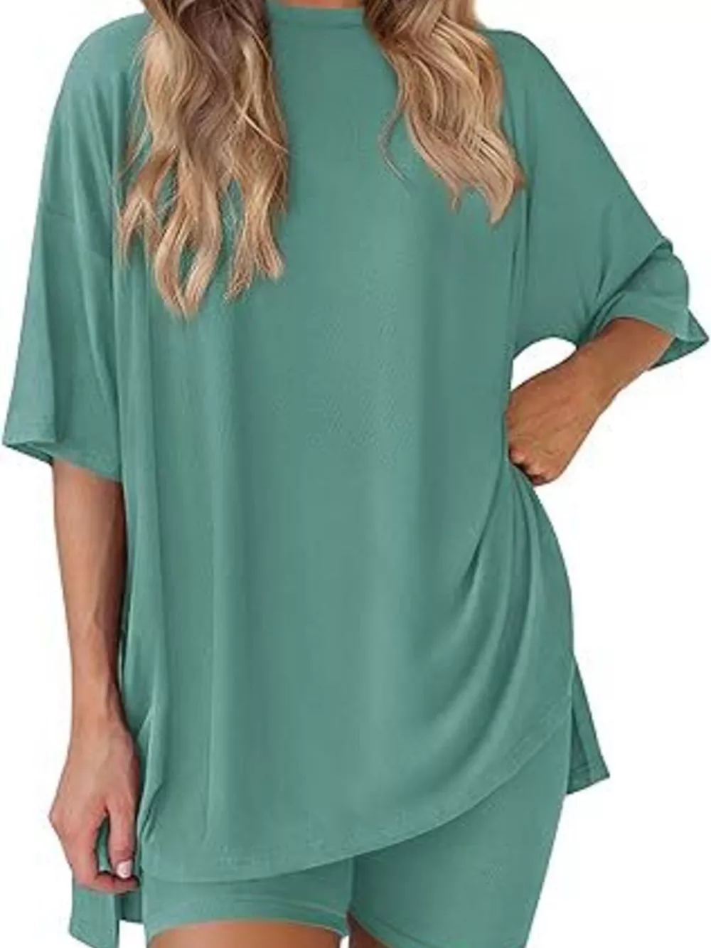 Full Size Half Sleeve T-Shirt and Shorts Set Plus Size, image 23