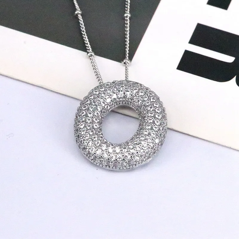 Copper Inlaid Zircon Letter Pendant Necklace, image 4