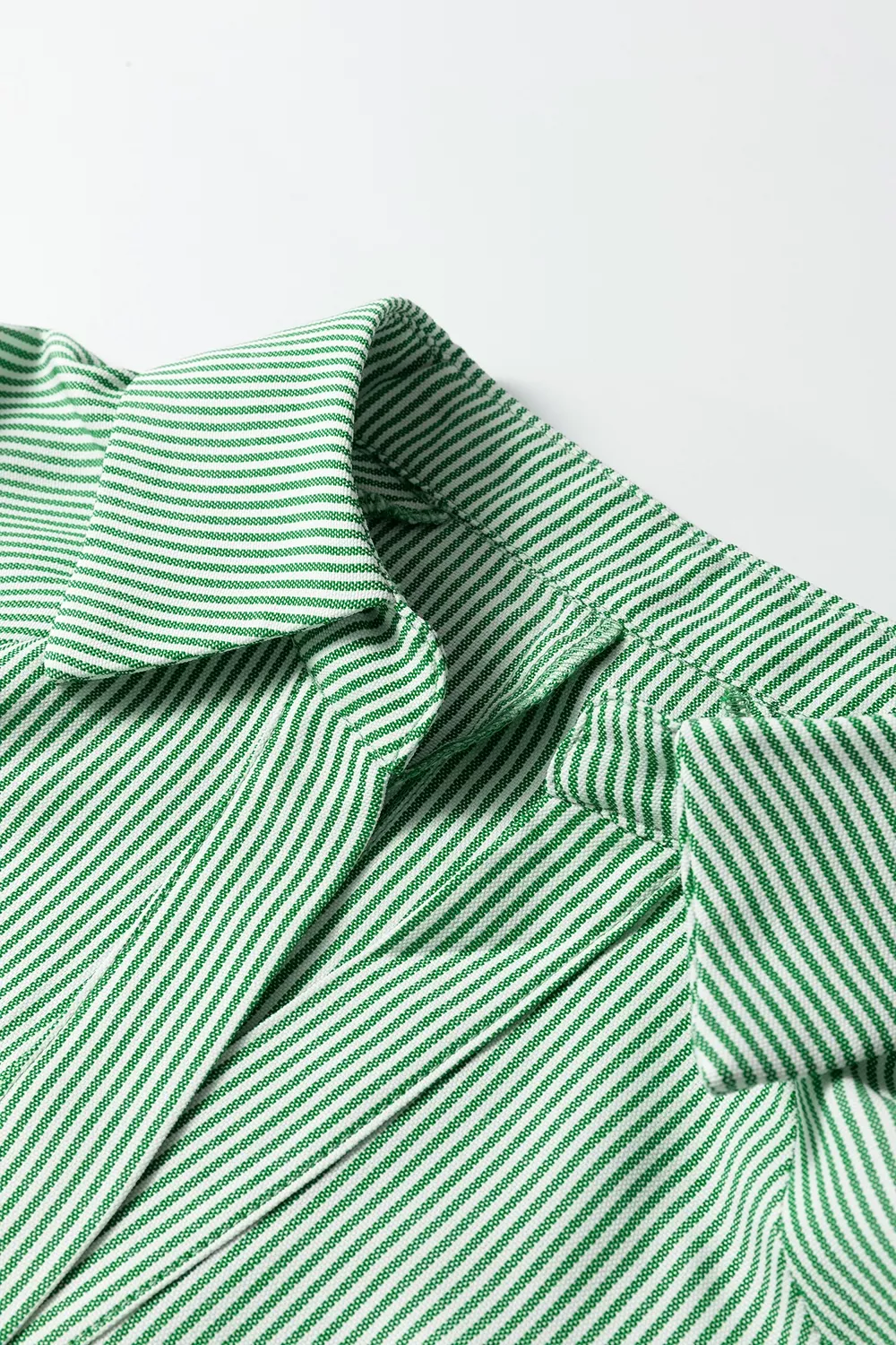 Striped Print Collared Split Neck Half Sleeve Blouse, image 7