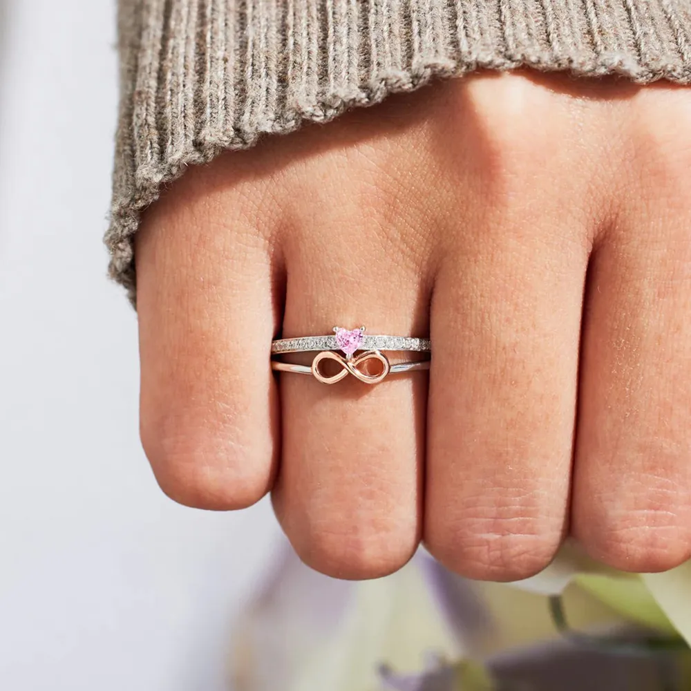 Heart Number 8 Zircon Double-Layered Ring, image 3