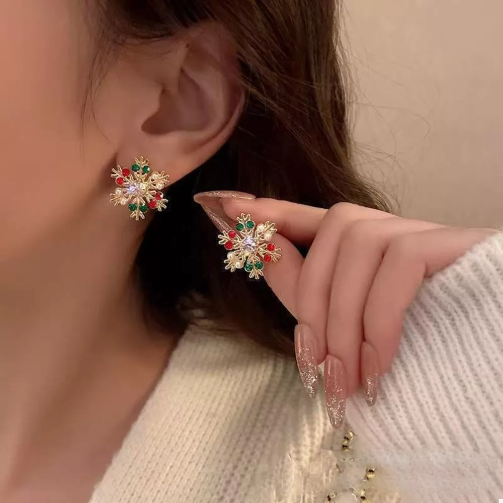 18K Gold-Plated Snowflake Stud Earrings, image 2