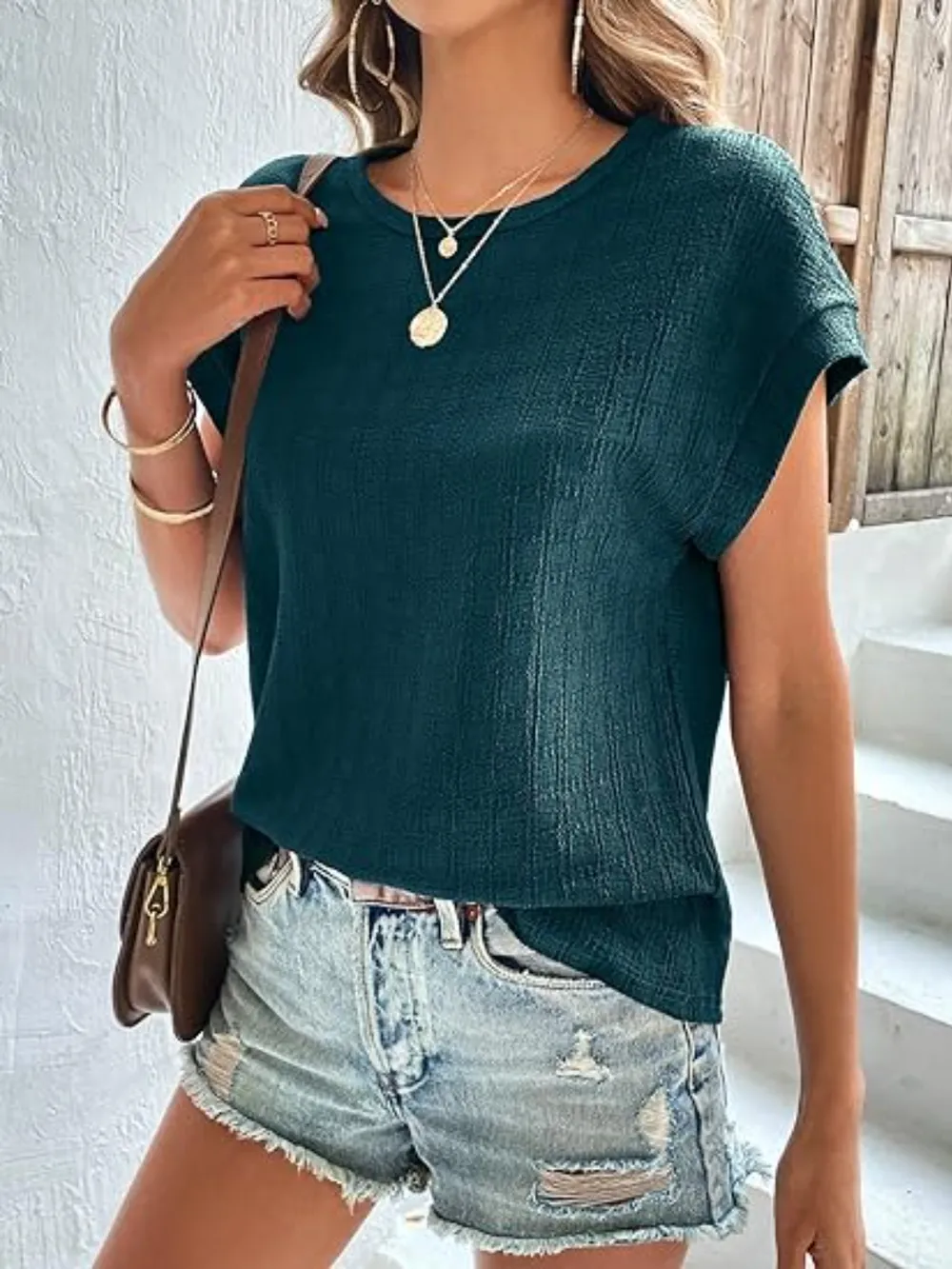 Round Neck Cap Sleeve T-Shirt, image 3