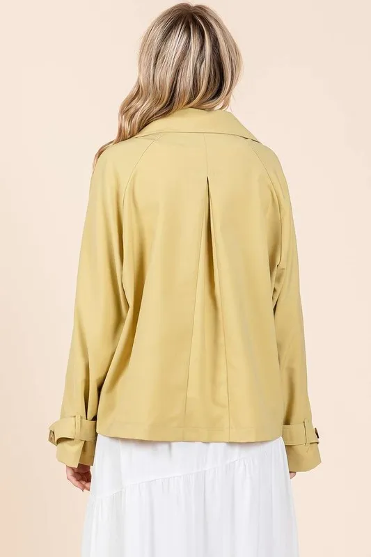 Double Breasted Long Sleeve Trench Coat Jacket, image 2