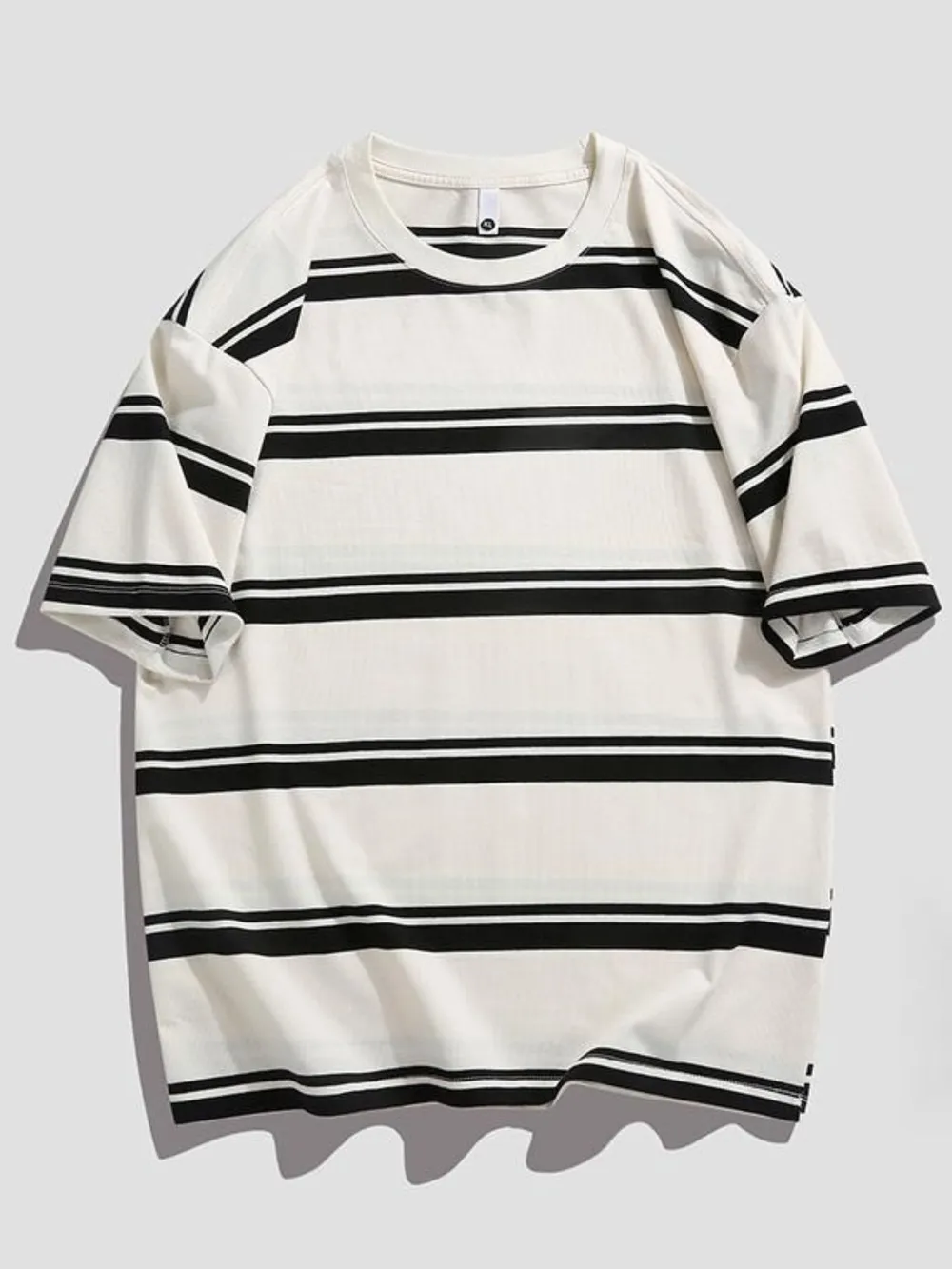 Men's Plus Size Striped Round Neck Oversized T-Shirt, image 4