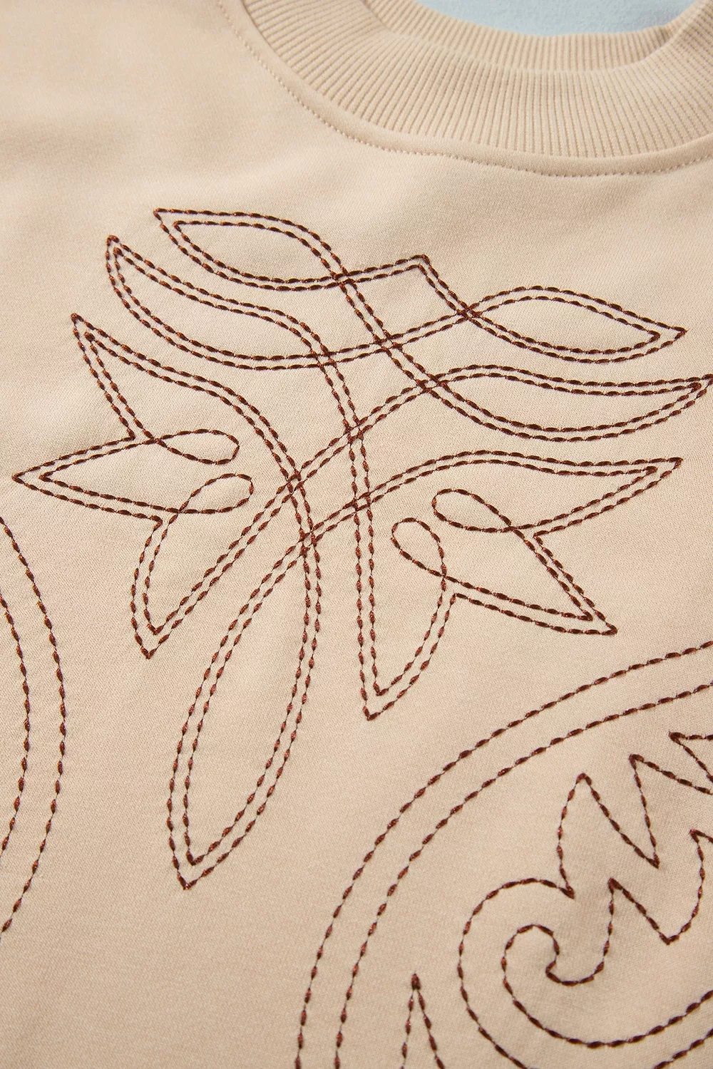 Western Embroidery Round Neck Pullover Long Sleeve Sweatshirt, image 8