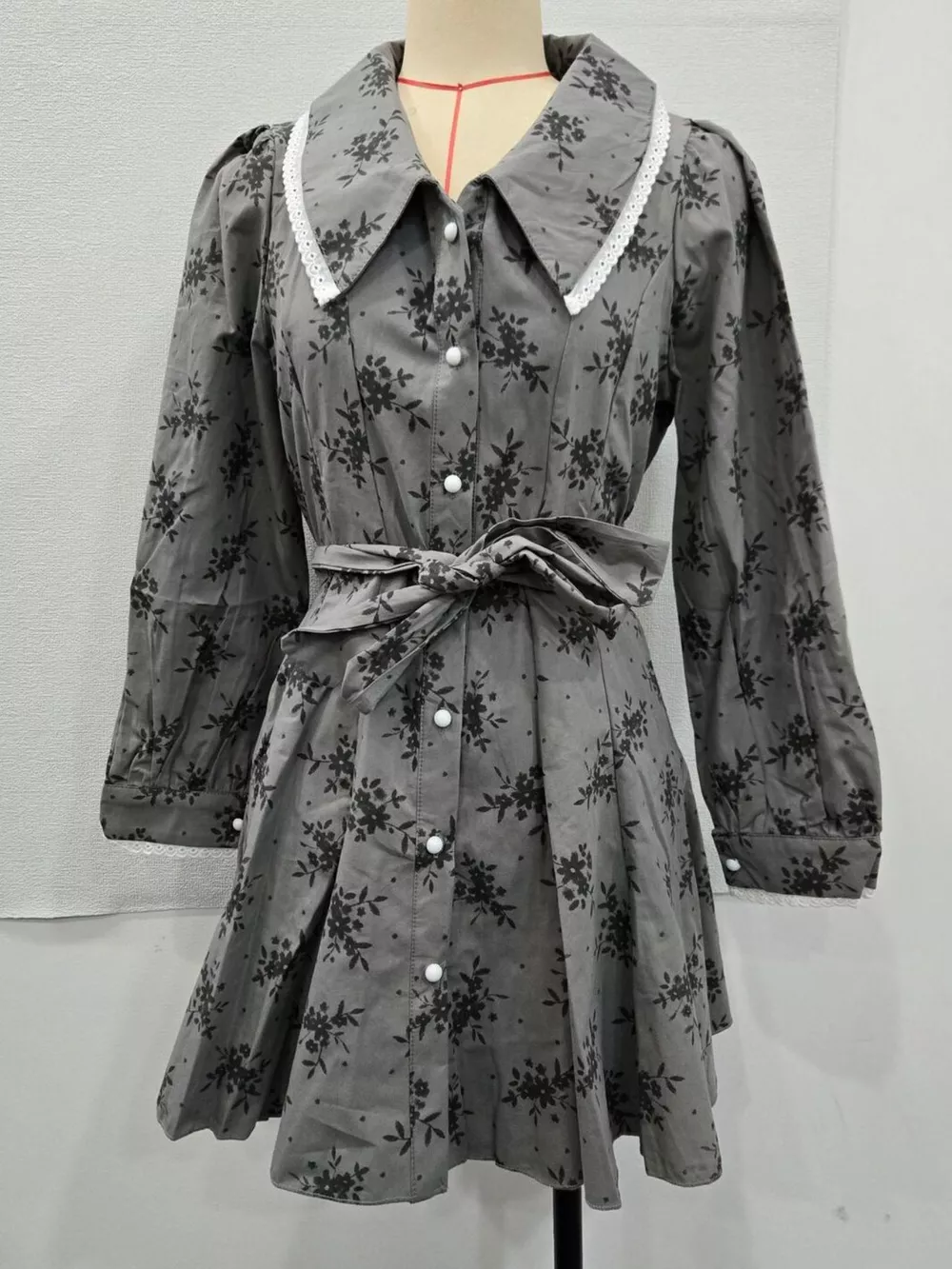 Floral Print Puff Sleeve Button-Down Mini Dress, image 4