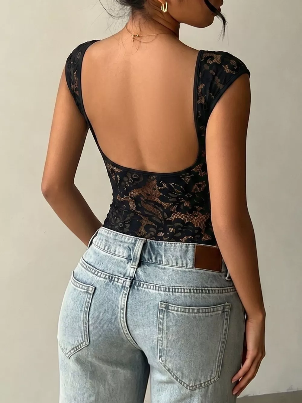 Lace Detail Cap-Sleeve T-Shirt, image 3
