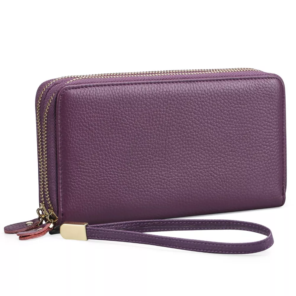 Double Zipper Leather Wallet, image 3
