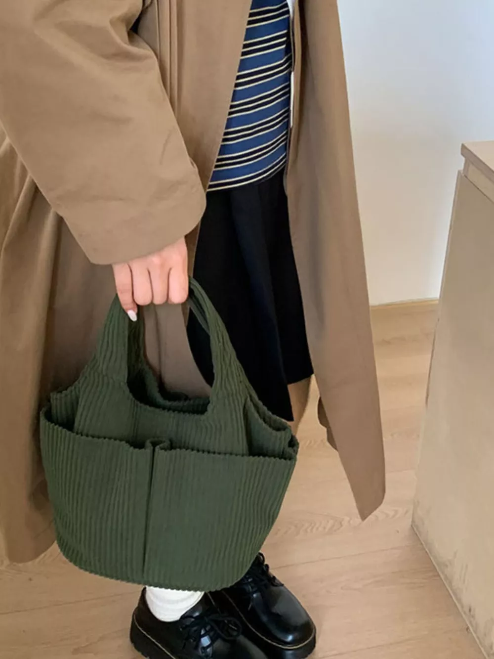 Corduroy Solid Color Handbag, image 8