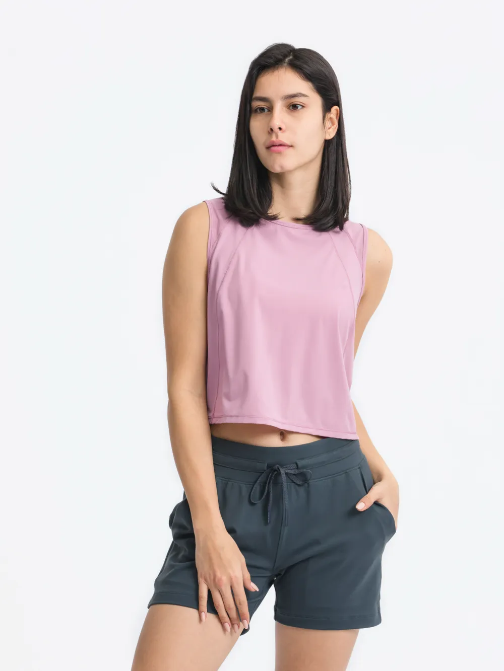 Round Neck Cropped Active Tank, image 21