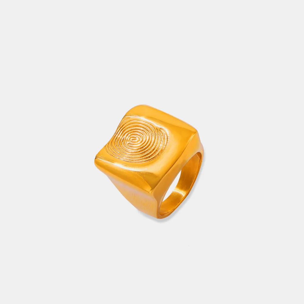 Titanium Steel Fingerprint Signet Ring, image 4