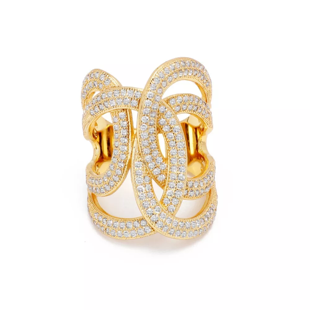 18K Gold-Plated Zircon Interwoven Ring, image 6
