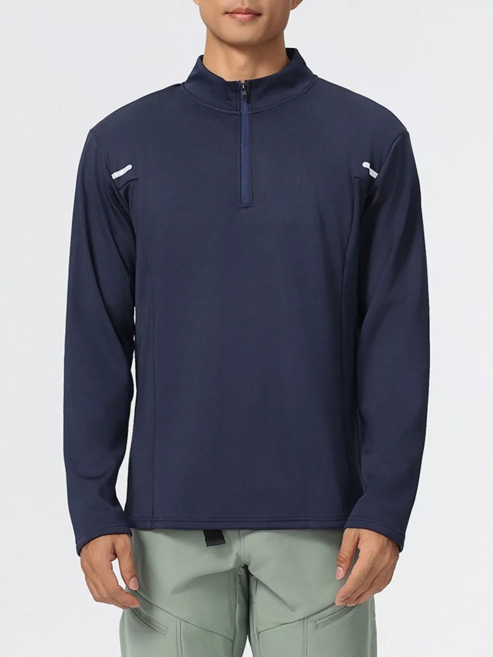 Men's Plus Size Half-Zip Long Sleeve Top, image 2