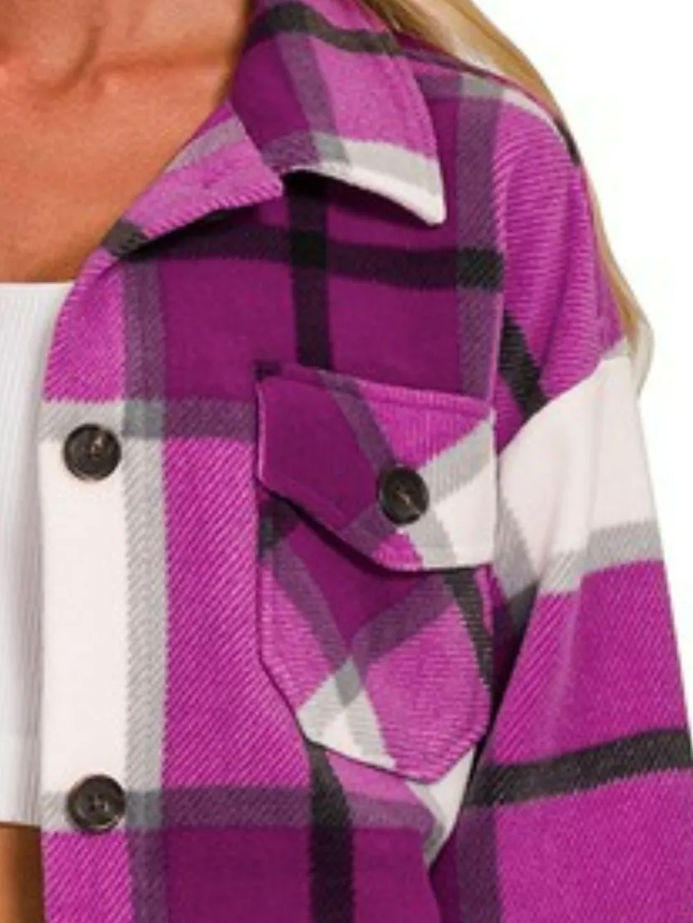 Oversized Plaid Fleece Shacket, image 3