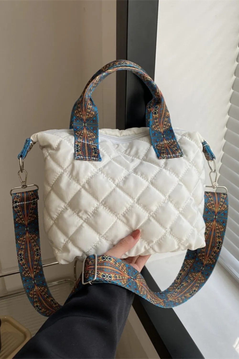 Bubble Textured Printed Strap Handbag, image 9