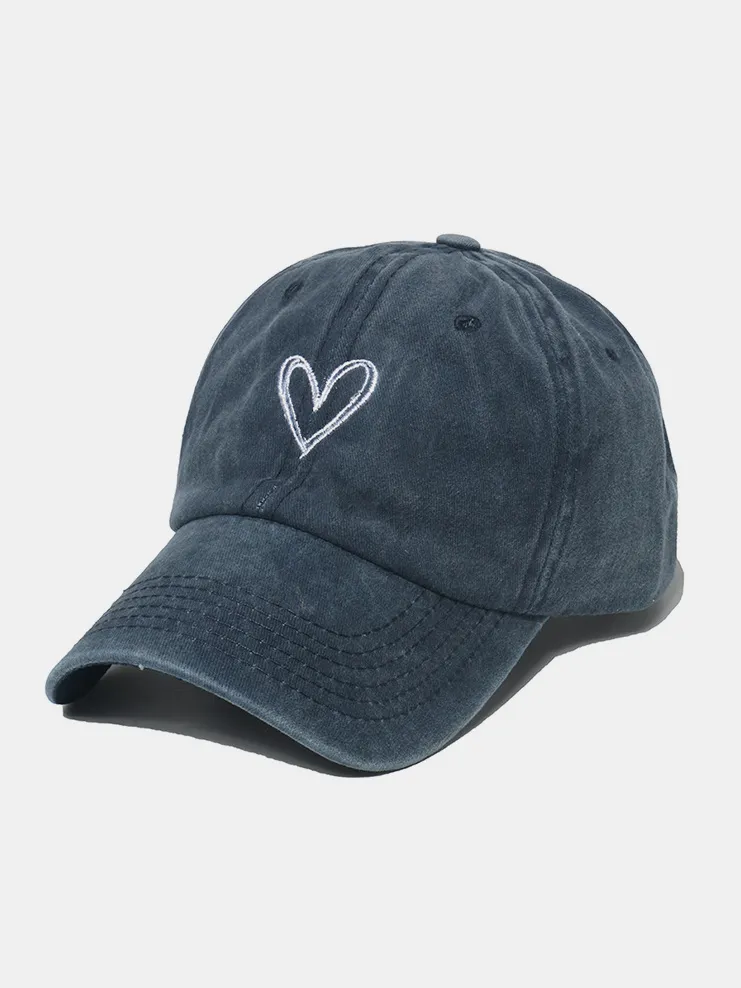 Embroidered Heart Washed Cotton Baseball Cap, image 6