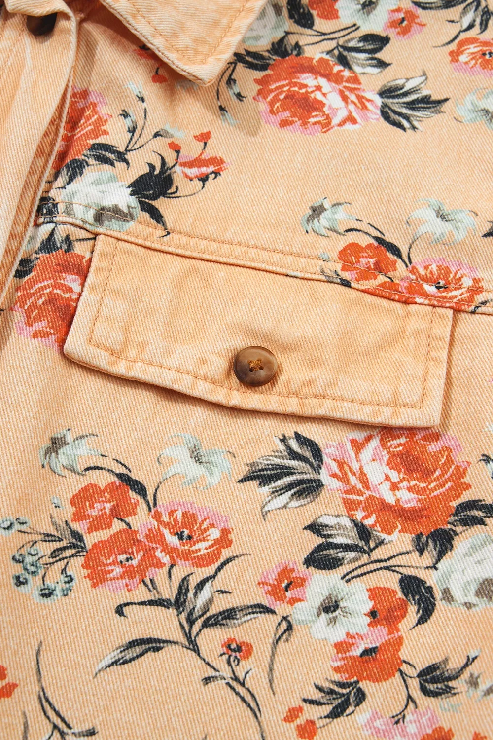 Floral Print Long Sleeve Denim Jacket, image 10
