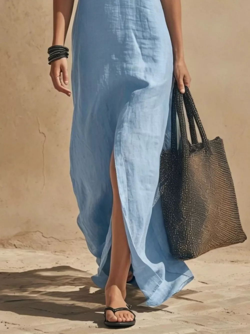 Slit Front Spaghetti Strap Maxi Dress, image 21