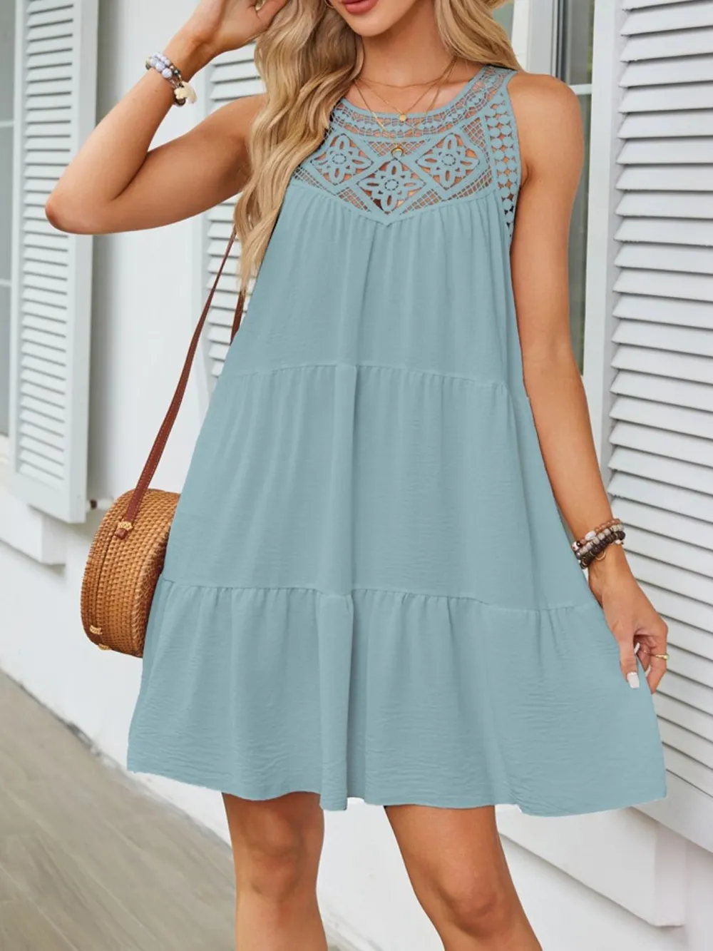 Ruffled Hem Lace Sleeveless Dress, image 13