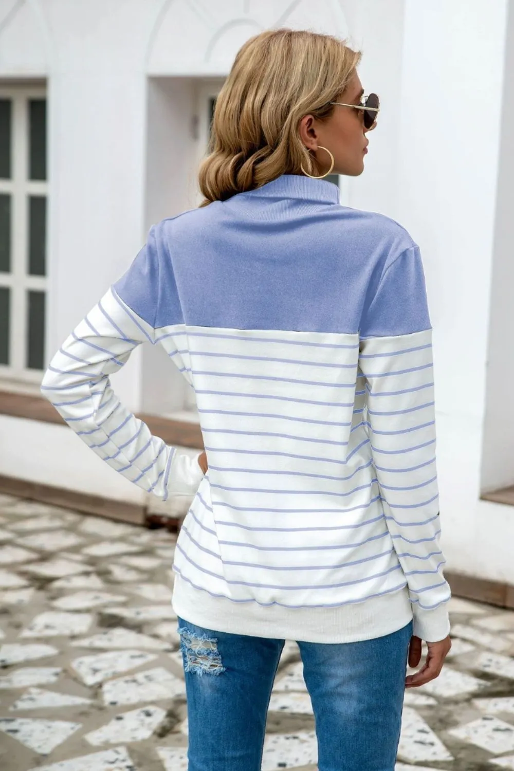 Striped Contrast Turtleneck Sweater, image 7