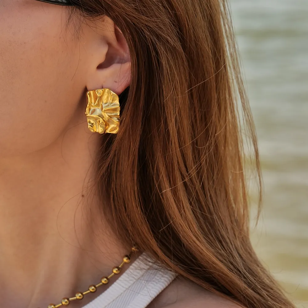 Geometric Stainless Steel Gold-Plated Earrings, image 4